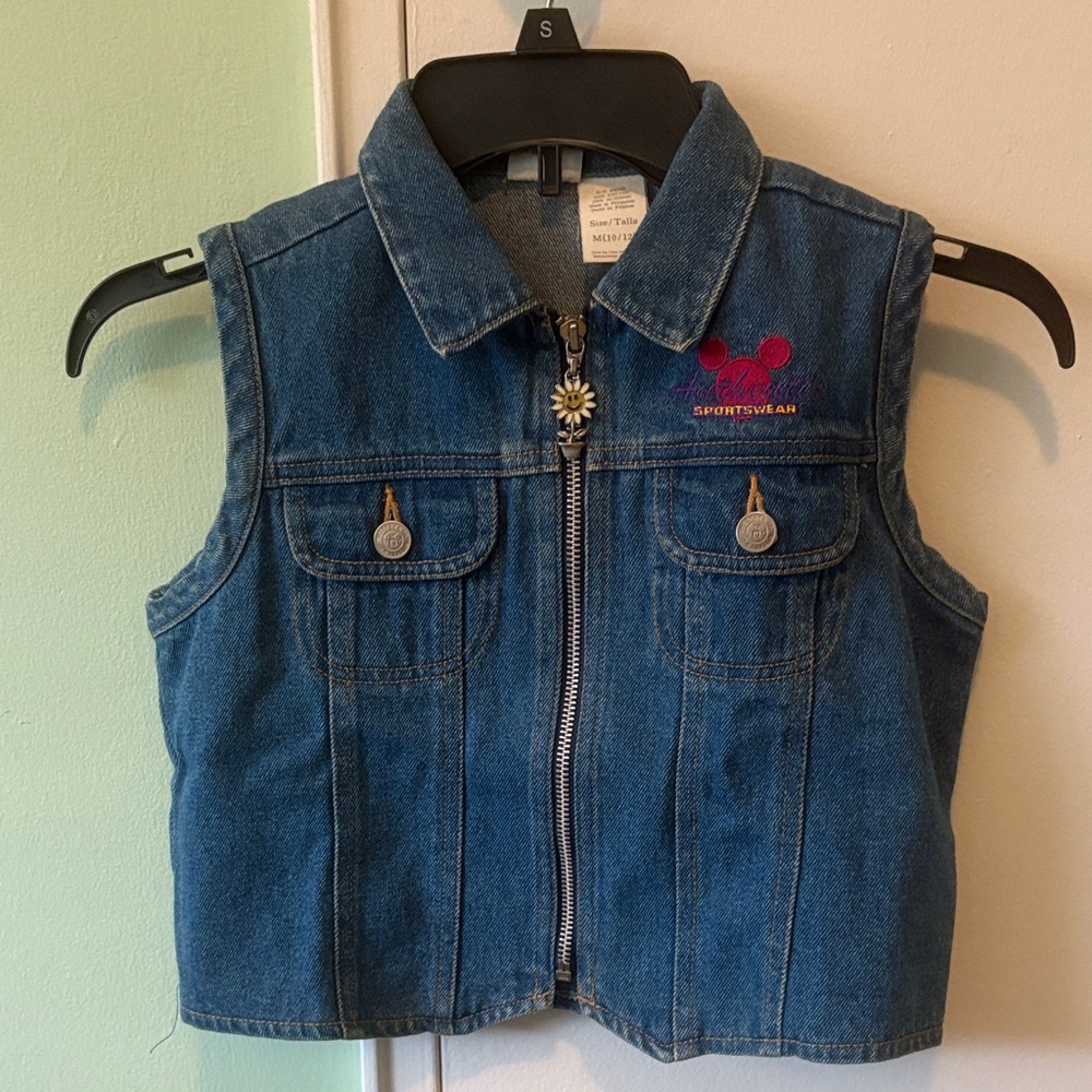 Disney Kids M (12/14) Denim Vest with Embroidered Logo